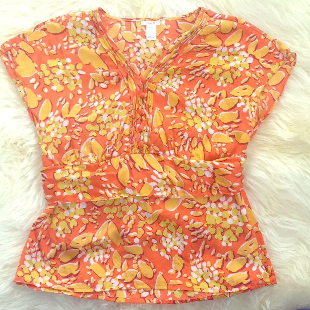 Old Navy Print Silk Blouse